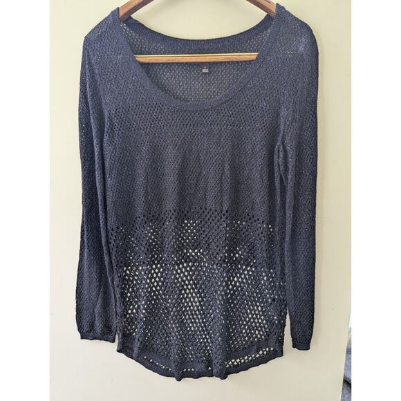 Rock & Republic Sparkling Open Weave Long Sleeve Knit Blouse Size M Festival - Picture 1 of 10